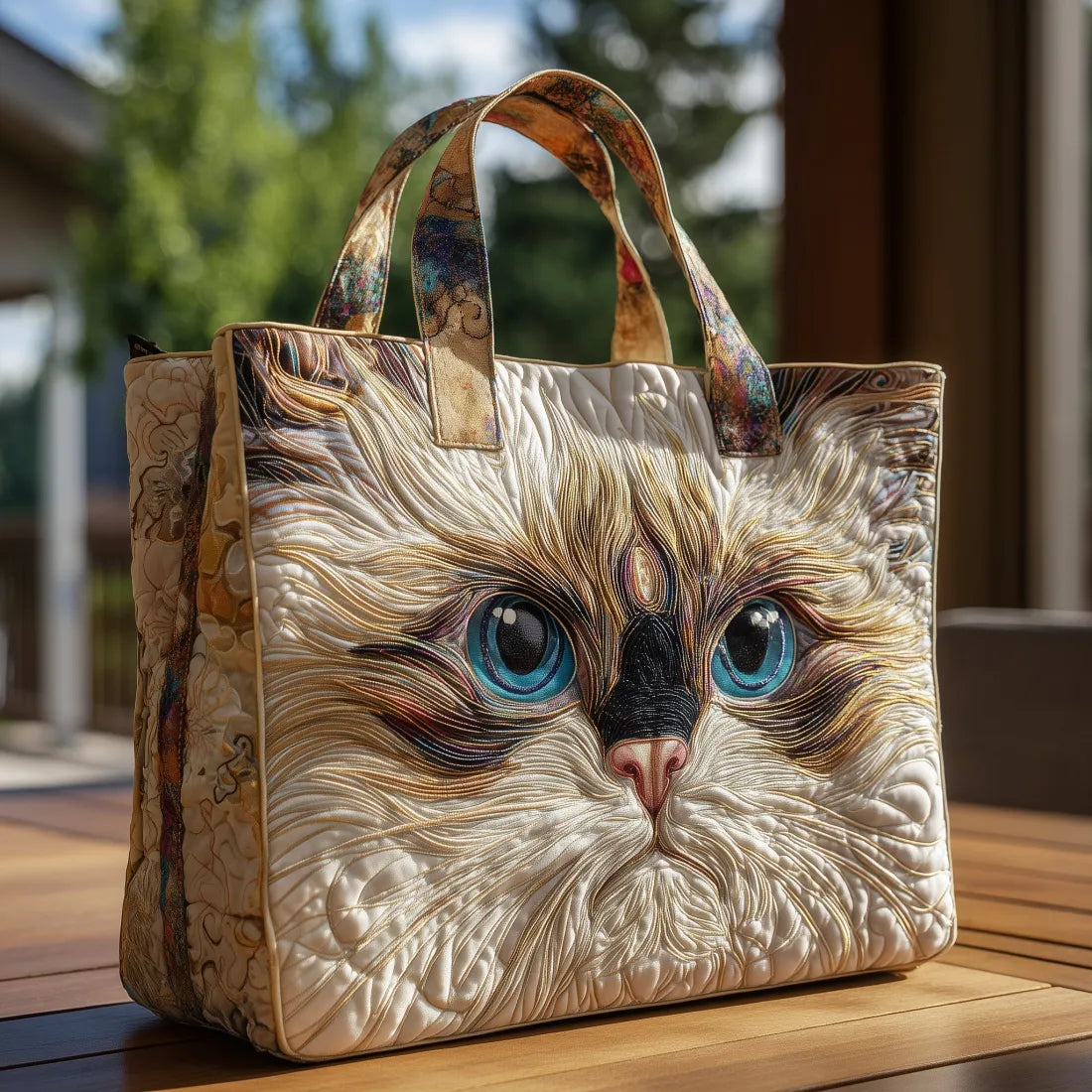 Ambachtelijke Tas Witte Kat met Blauwe Ogen