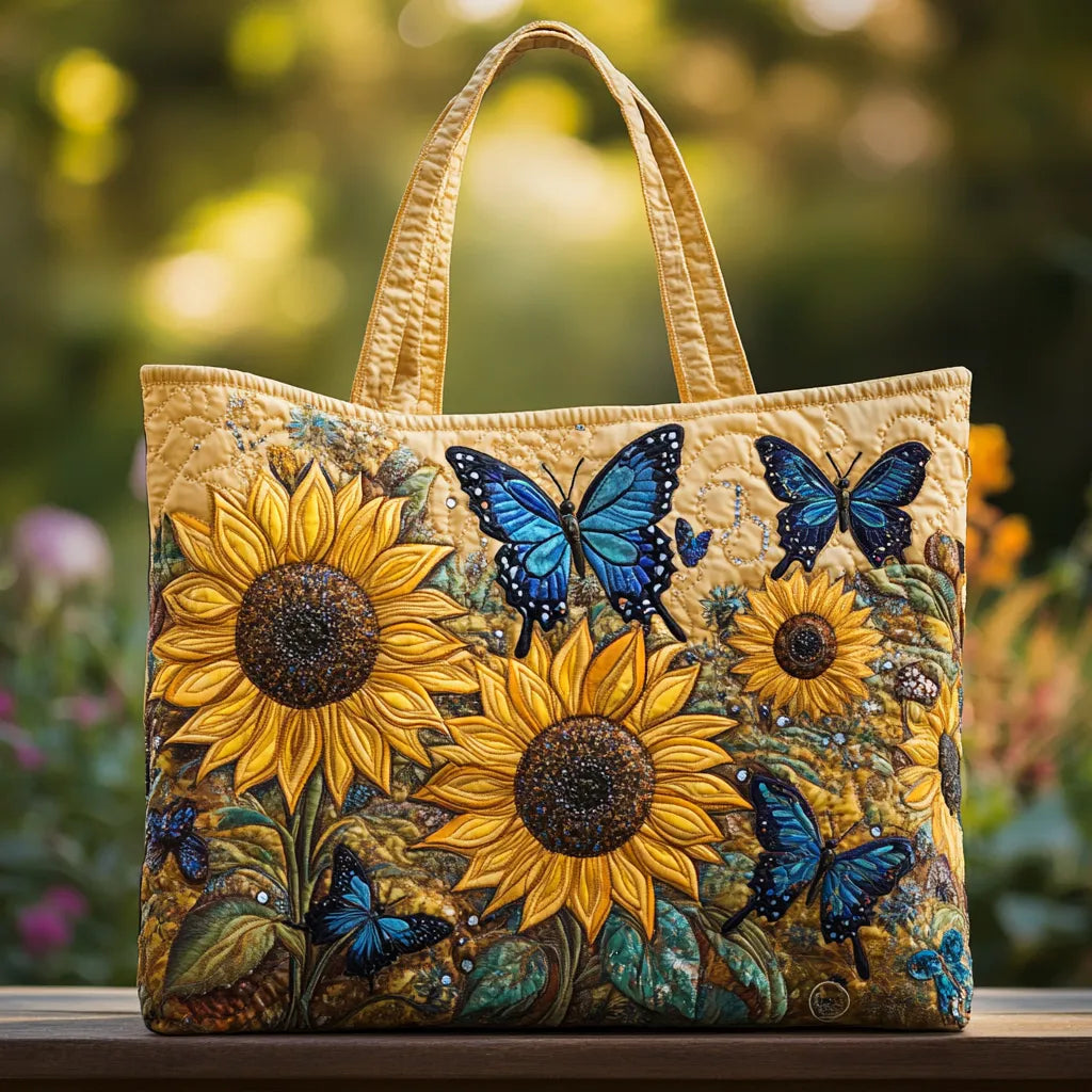 Ambachtelijke Tas Zonnebloemen en Blauwe Vlinders
