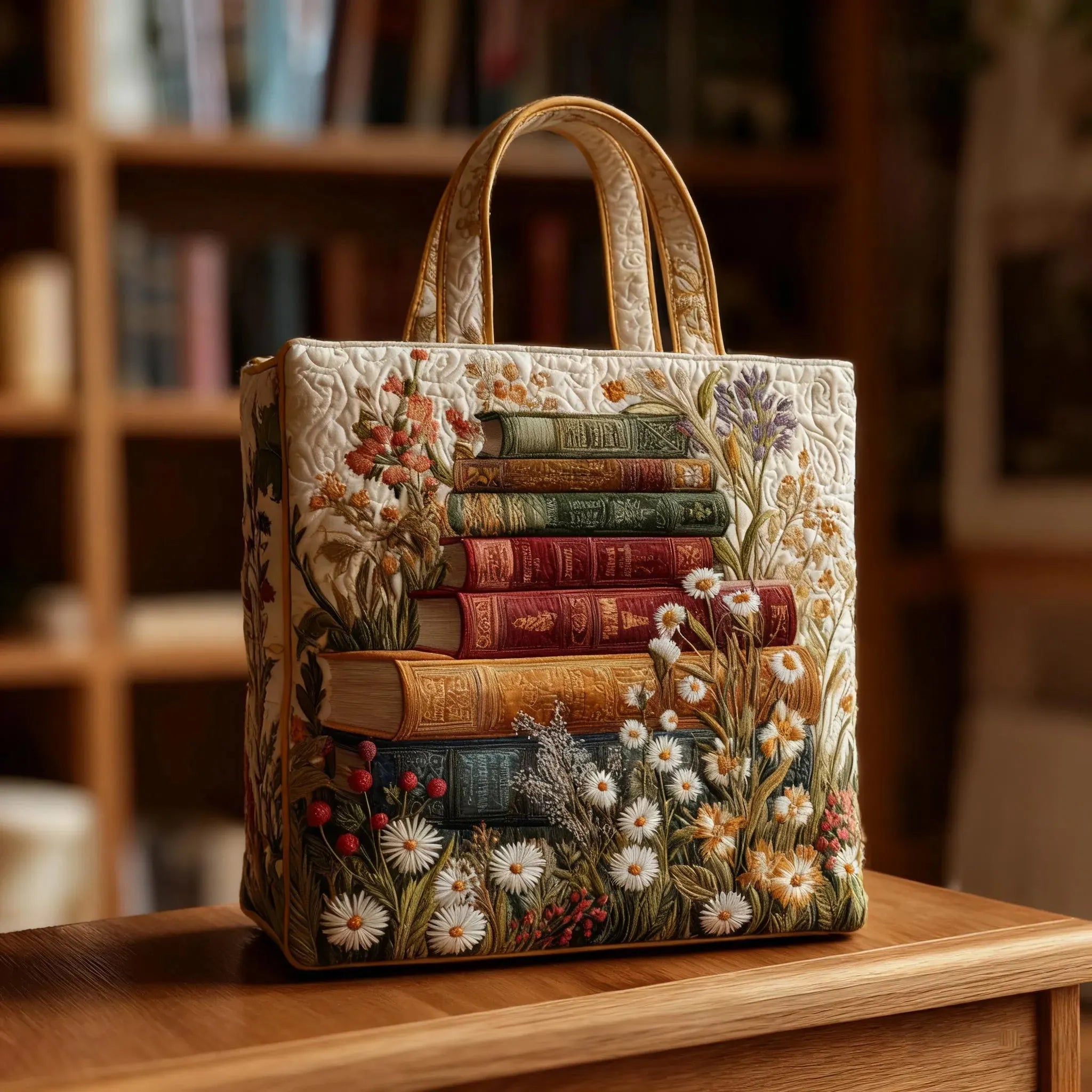 Handgemaakte Gequiltete Tas met Bloemenmotief