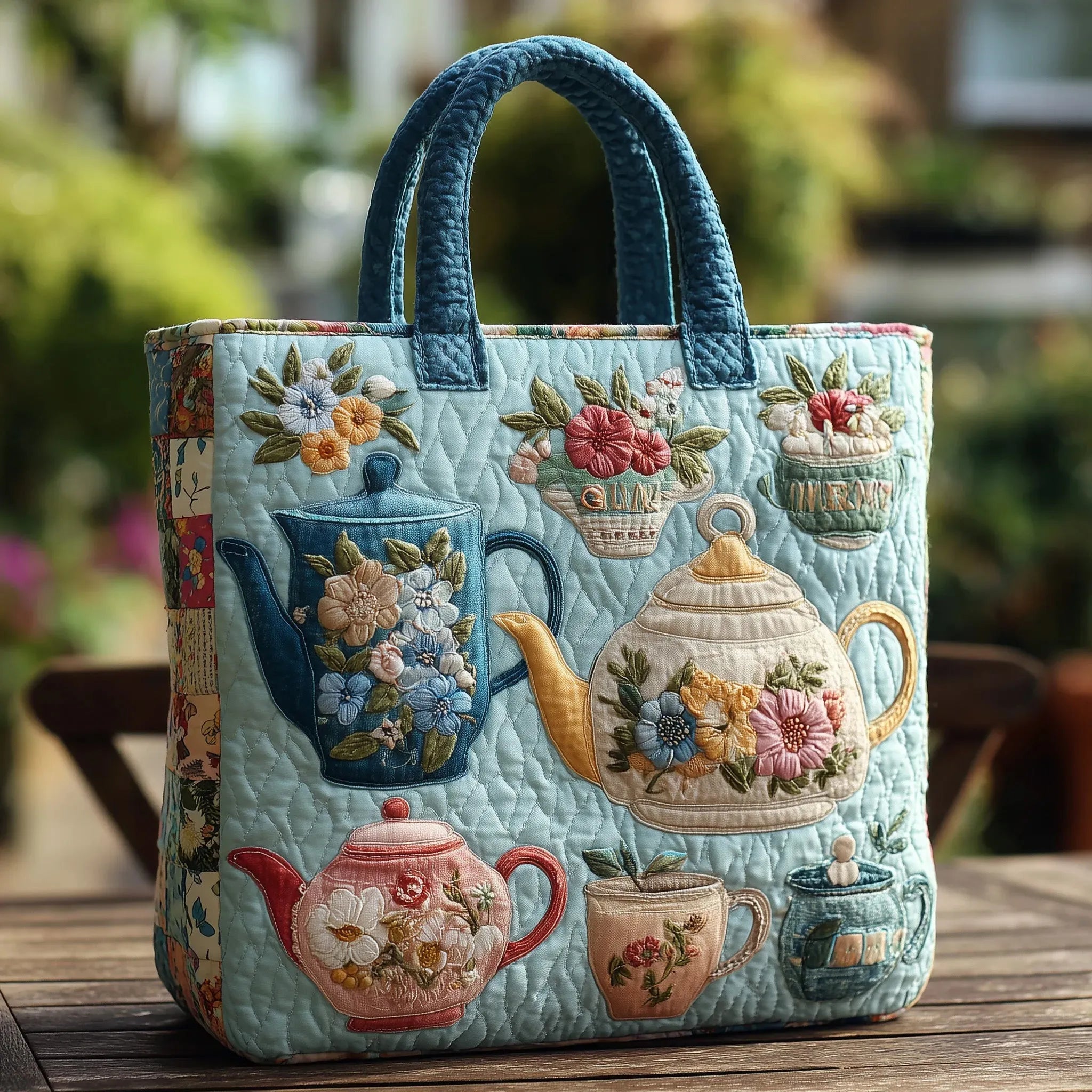 Gequilt Tote Bag met Bloemenpatroon